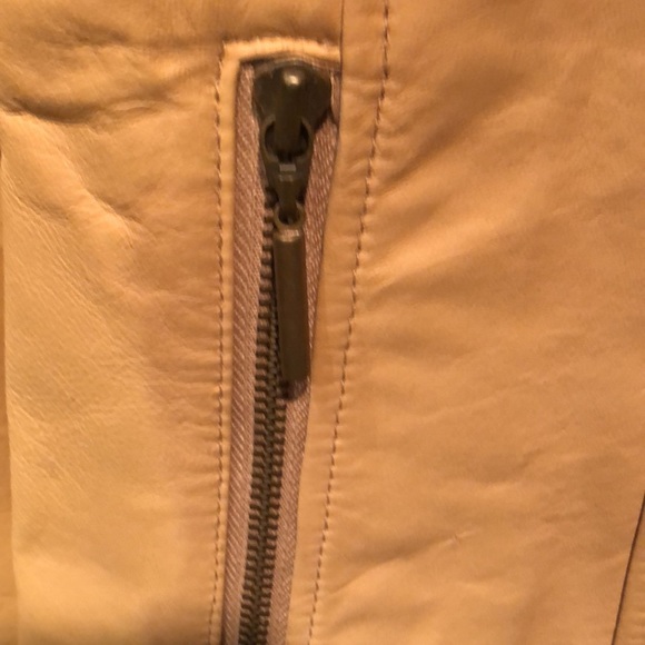 Tan khaki leather jacket pre loved imperfect lots of life left price reflects - Picture 4 of 12